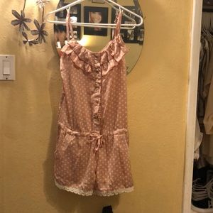 Polka dot pink romper